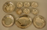Vintage Lot Of 10 Sterling Silver Plates & Bowls