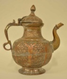 Antique Asian Hand Hammered Copper Teapot