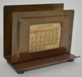 Roycroft Hammered Copper Letter Holder W/Calendar