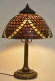 Handel Leaded Glass Boudior Lamp - Signed Base