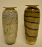 Pair Of Michael Nourat Art Glass Vases