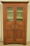 Early Walnut One Piece 4 Door Cabinet