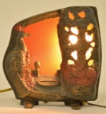 Antique Cast Iron Bird Of Paradise Lamp