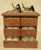Vintage Stereoview Card Cabinet With Cards