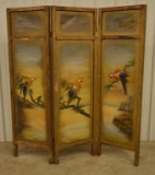 Antique Hand-Painted 3-Section Room Divider