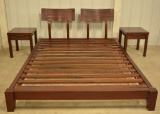 Modern Cherry Queen Size Bed With Night Stands