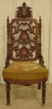 Victorian Carved Walnut Parlor Chair