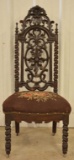 Victorian Roux Carved Walnut Accent Chair