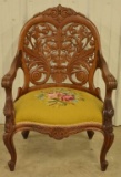 Victorian Belter Carved Rosewood Armchair