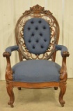 fVictorian Belter Carved Rosewood Armchair