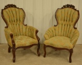 Pair Of Matching Victorian Carved Armchairs