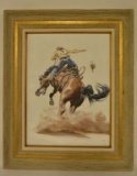 John Steel Rodeo Cowboy Oil On Canvas