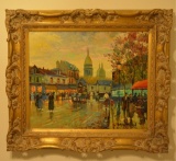 Antoine Blanchard Paris Street Scene Oil On Canvas