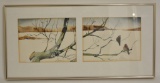 Ted Drake Side-By-Side Winter Landscape Watercolor