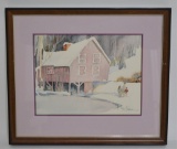 Ted Drake Mill In Winter Watercolor