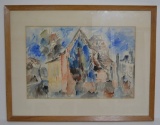 Peter Krasnow Church Abstract Watercolor Painting