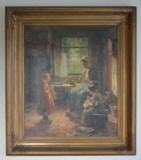 Evert Pieters Mother & Daughters Oil On Canvas