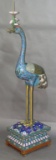 Chinese Cloisonne Stork Candle Holder