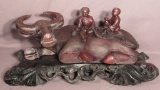 Rosewood Carved Oxen with Glass Eyes