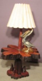 Cypress Lamp Table w/ Pelican Sculpture