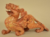 Chinese Carved Orange Jade Dragon Statue
