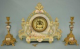 Ansonia Royal Bonn Porcelain Mantle Clock Set