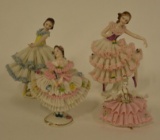Lot Of Four Vintage Dresden Lady Figurines