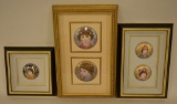 Lot Of 5 Framed Edna Hibel Porcelain Miniatures