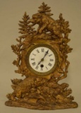 Antique Gold Washed Spelter Bear Mantle Clock