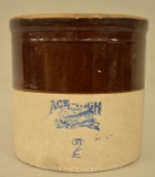 Vintage Ace-High Brand Stoneware 2 Gallon Crock