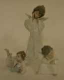 Lot Of Three Lladro Angel Figurines