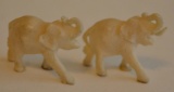 Pair Of Antique Ivory Miniature Elephant Figures