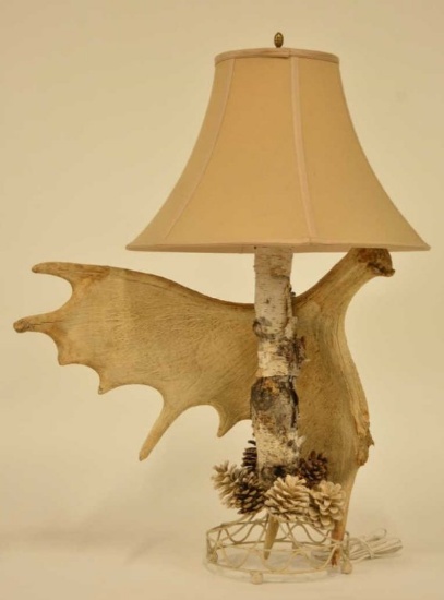 Moose Antler Lamp With Shade