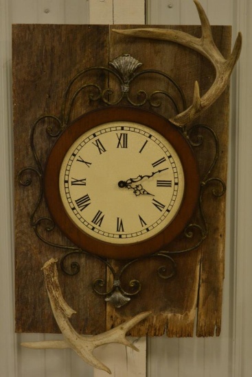 Barnwood Antler Wall Clock