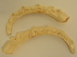 Pair Of Hand Carved Warthog Tusks