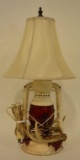 Vintage Deer Antler & Pine Cone Decorated Lantern