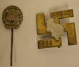 WWII German Pin Lot / DRL Stickpin & 1935 1. Marz