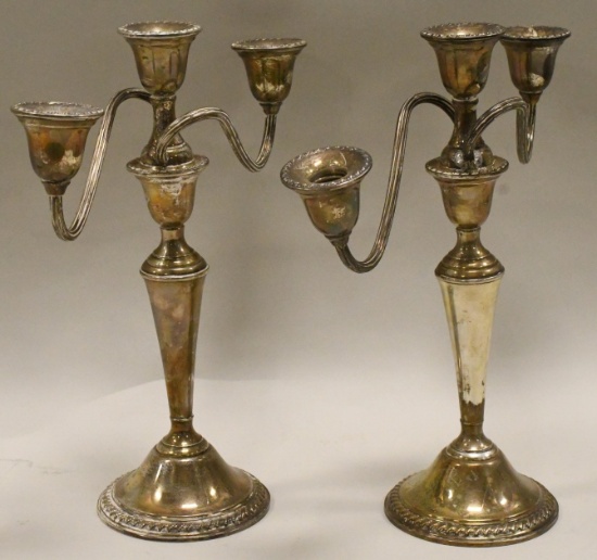 Pair of Rogers Sterling Silver 3-Light Candelabras