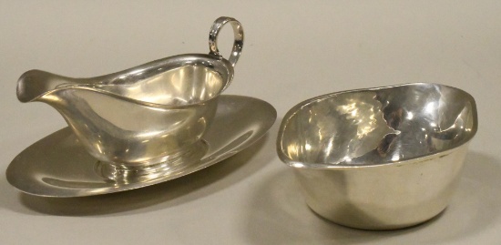 Pair Of Sterling Silver Gravy Bowls