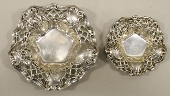 (2) Wallace Sterling Silver Art Nouveau Bowls