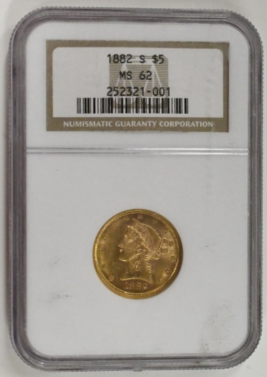 1882-S $5 Liberty Head Half Gold Eagle