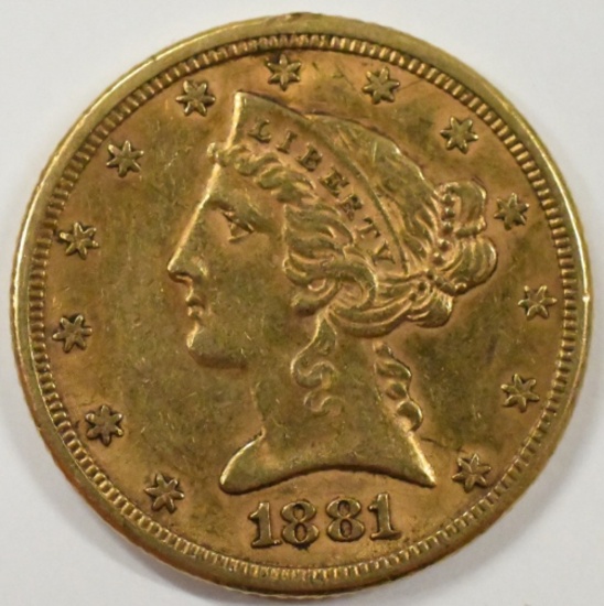 1881 $5 Liberty Head Half Gold Eagle