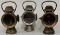 Lot Of Three Early Neverout Safety Lamps