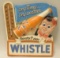 Vintage Whistle Chalkware Advertising Thermometer