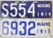 1914 & 1915 Maine Porcelain License Plate Lot