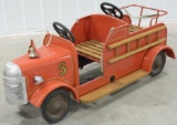 Early Wood & Metal Fire Truck Carnival Ride