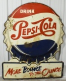 Large SST Embossed Pepsi-Cola Advertising Sign