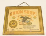 Early UNION SHOP! Tin Hairdressers Sign