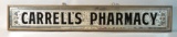 Vintage Carrell's Pharmacy Ornamental Glass Sign