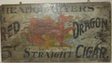 Double Sided Wood Red Dragon Cigar Adv. Sign